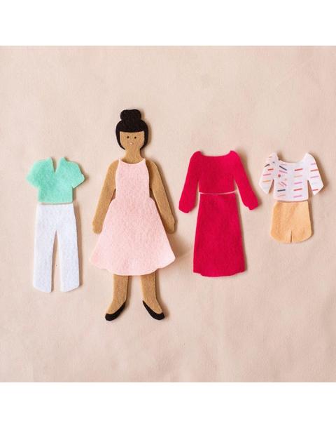 Caramel Felt Doll Travel Set
