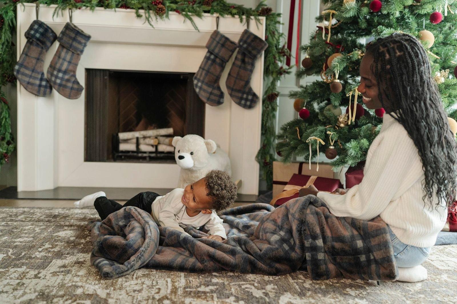 Grand Faux Fur Throw Blanket in Midnight Plaid image number 2