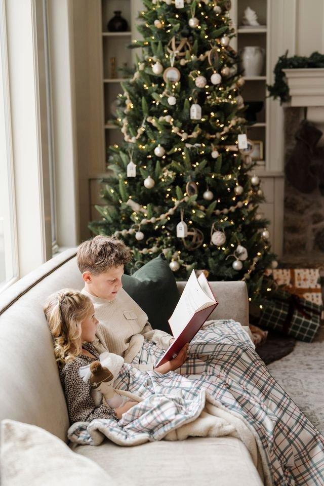 Minky/Faux Fur Throw Blanket in Holiday Plaid image number 2