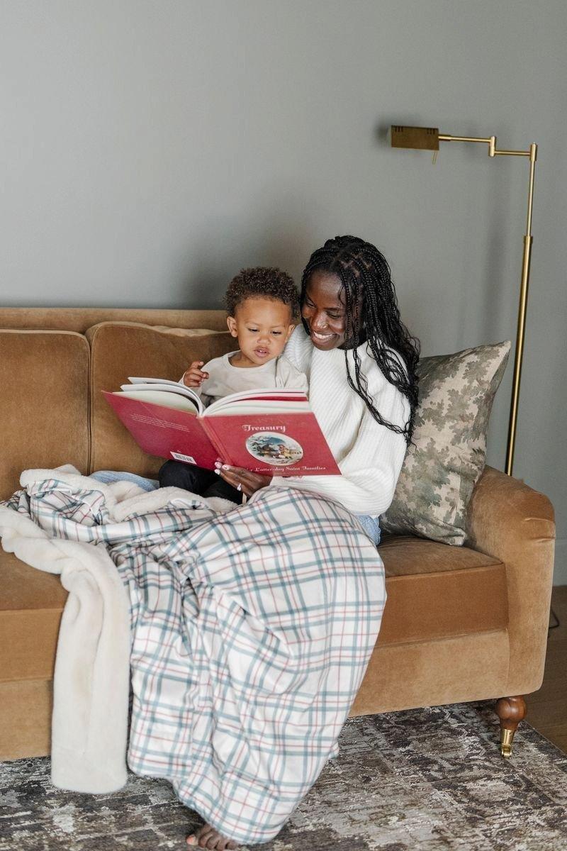 Minky/Faux Fur Throw Blanket in Holiday Plaid image number 3