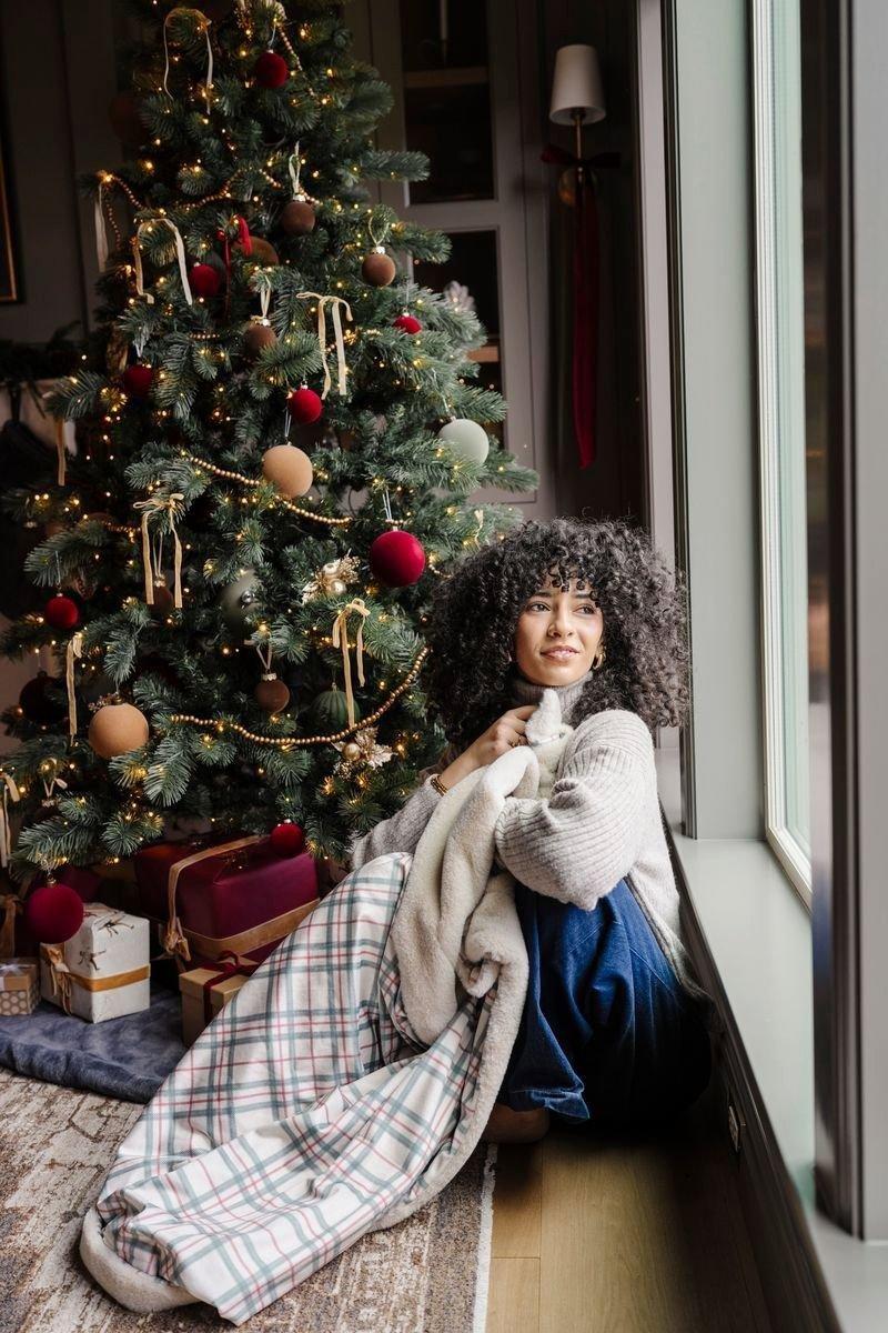 Minky/Faux Fur Throw Blanket in Holiday Plaid image number 4