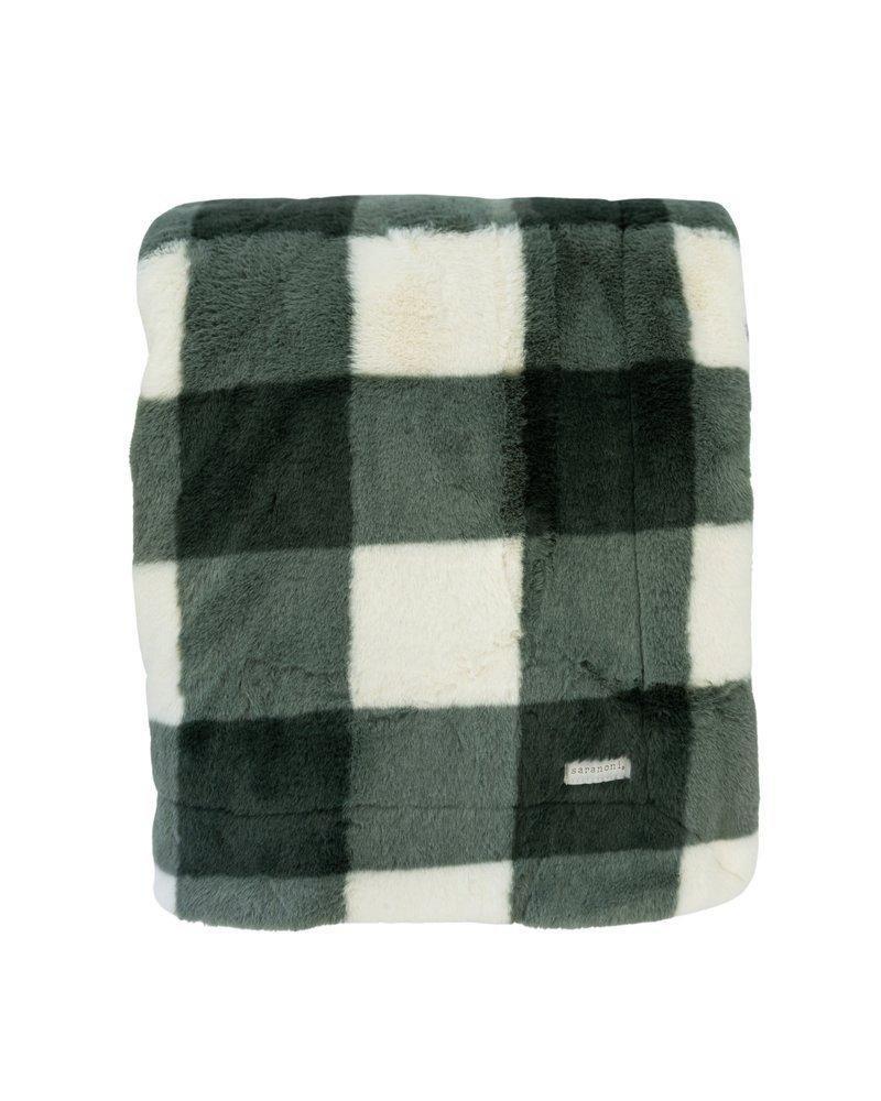 Holiday Printed Faux Fur Throw Blanket in Christmas Spice