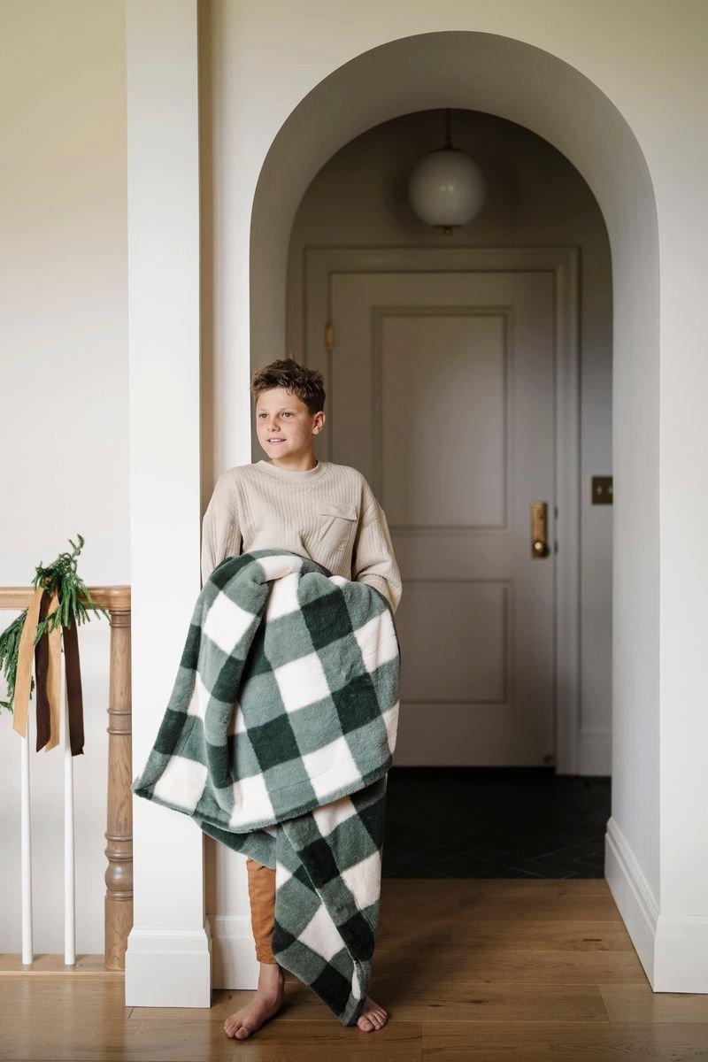 Holiday Printed Faux Fur Throw Blanket in Christmas Spice image number 1