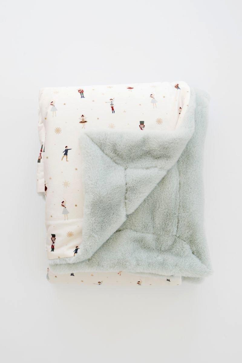 Minky/Faux Fur Throw Blanket in Holiday Nutcracker