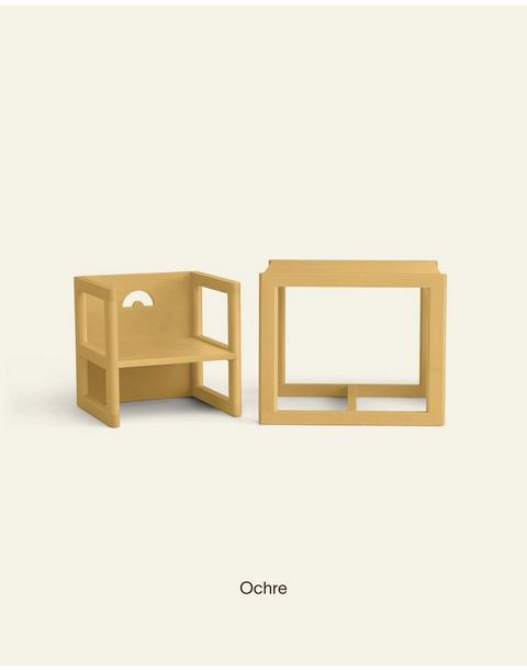Reversible Chair and Play Table Set in Ochre