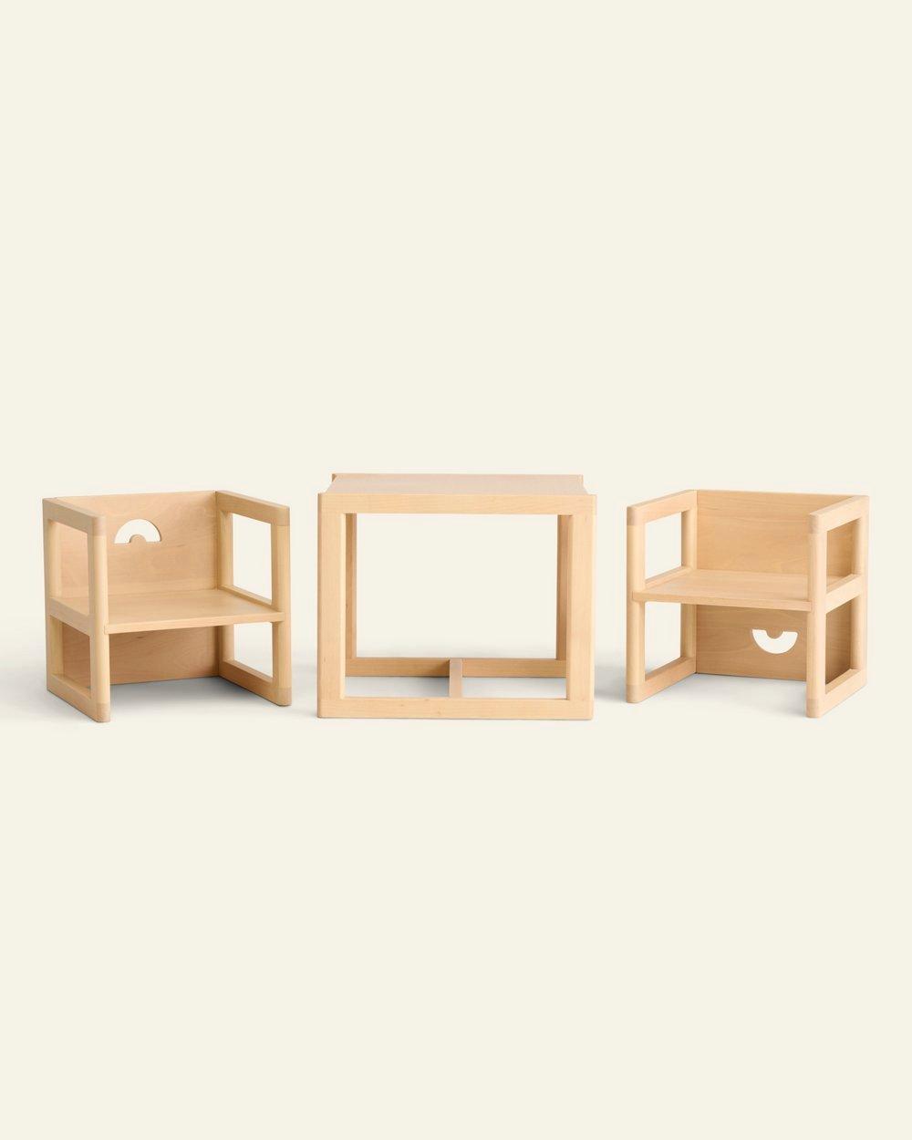 Reversible Chair and Play Table Set in Beech image number 1