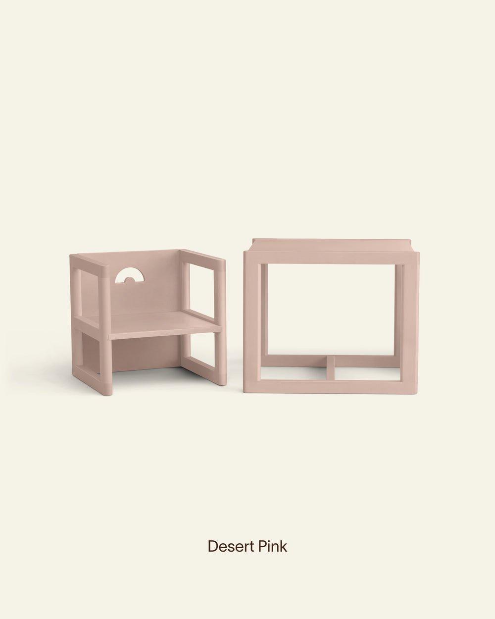 Reversible Chair and Play Table Set in Desert Pink