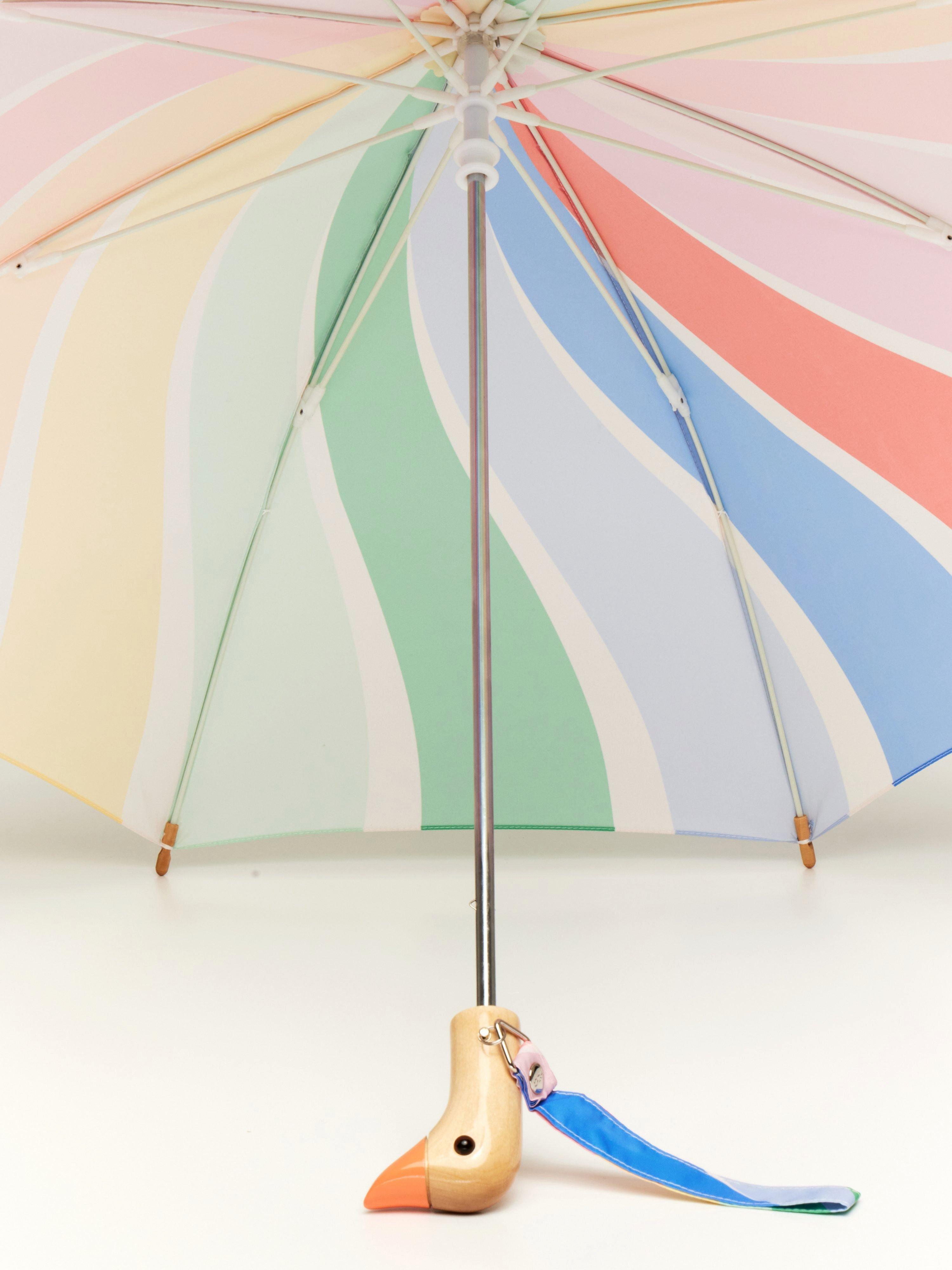 x Meri Meri Rainbow Stripes Duckling Umbrella image number 3