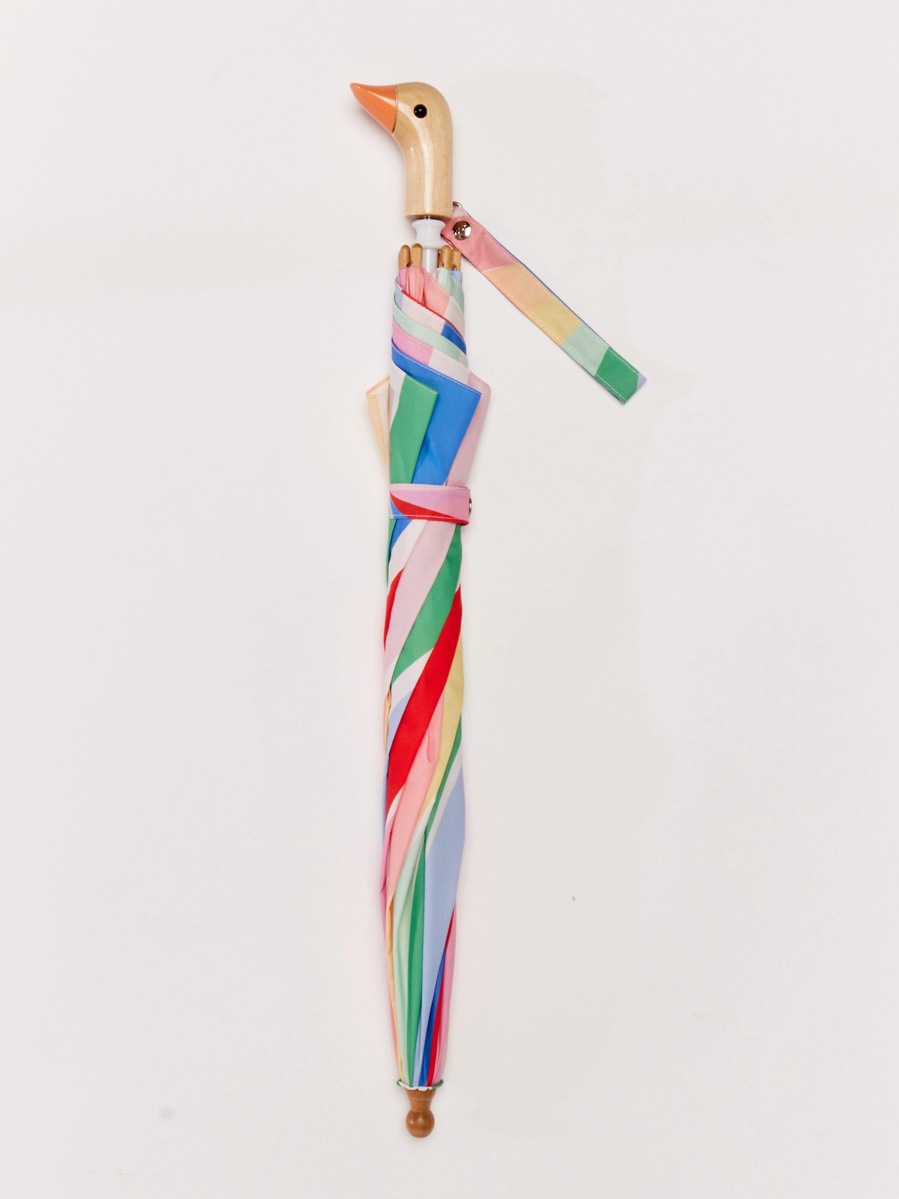 x Meri Meri Rainbow Stripes Duckling Umbrella image number 1