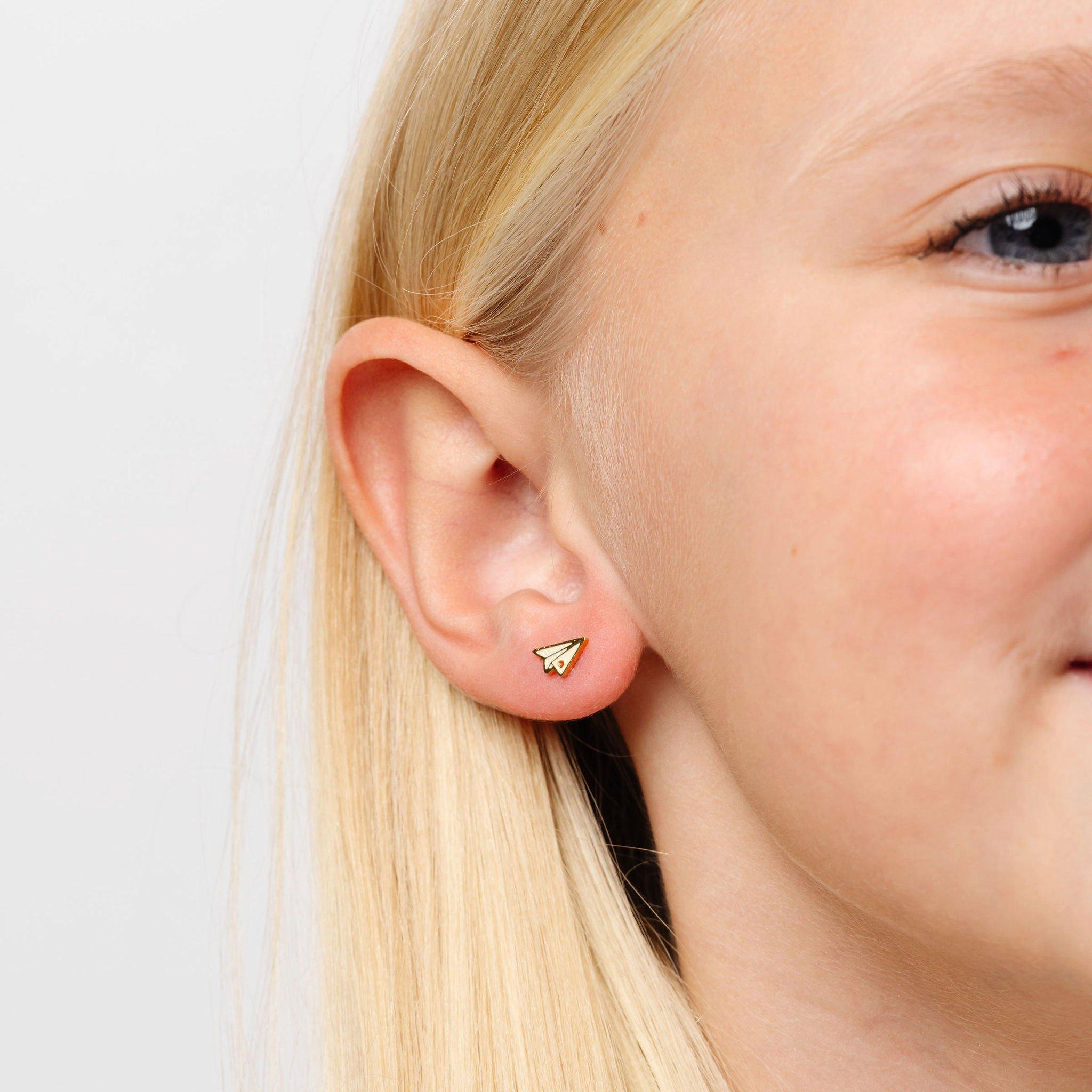 Paper Airplane Stud Earrings image number 3