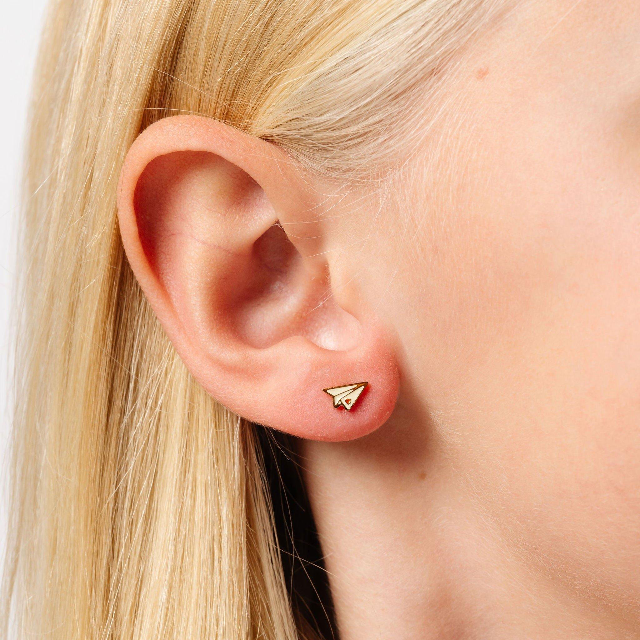 Paper Airplane Stud Earrings image number 1