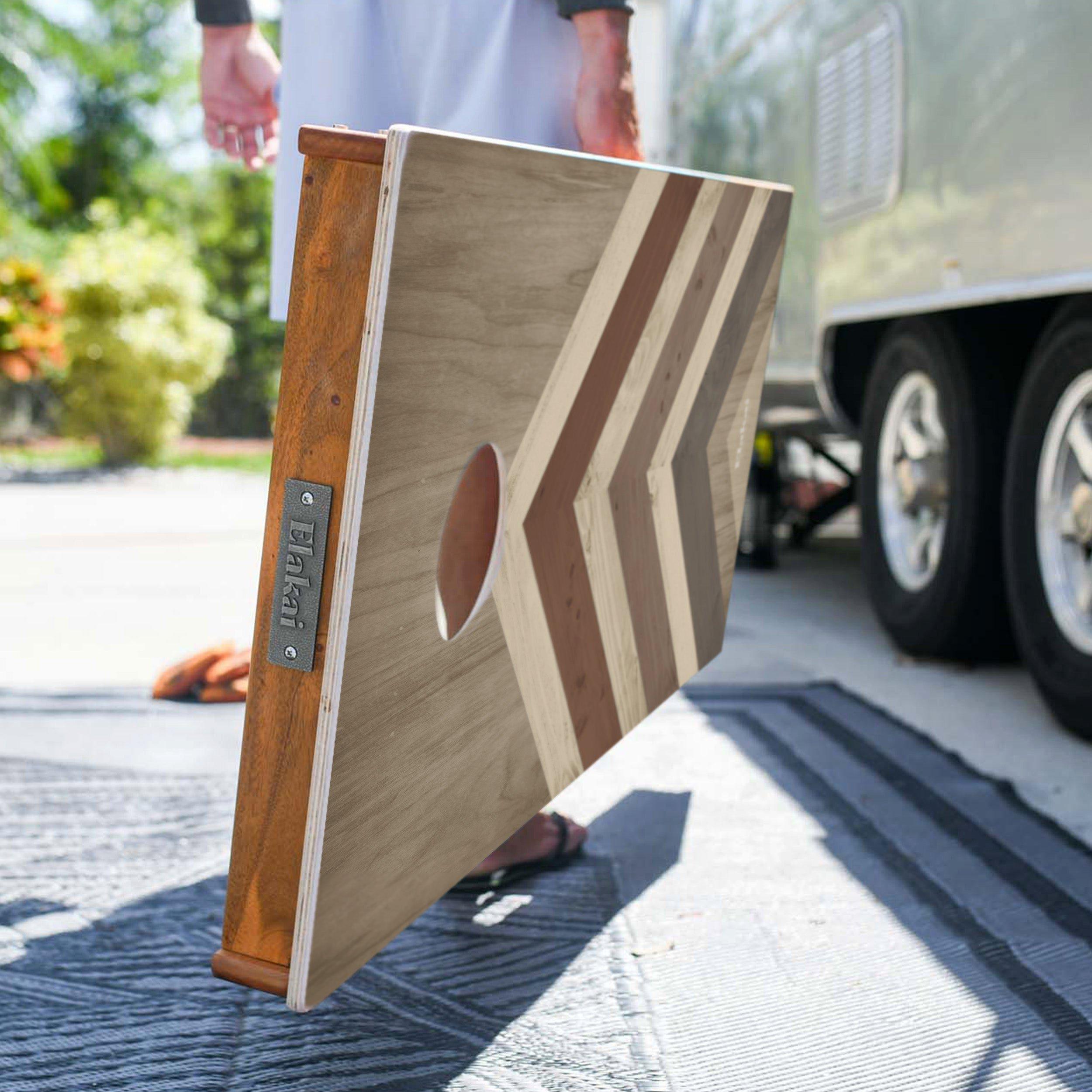 Classic Cornhole Set 2ft x 4ft | Modern Angle - Terra Chevron image number 3