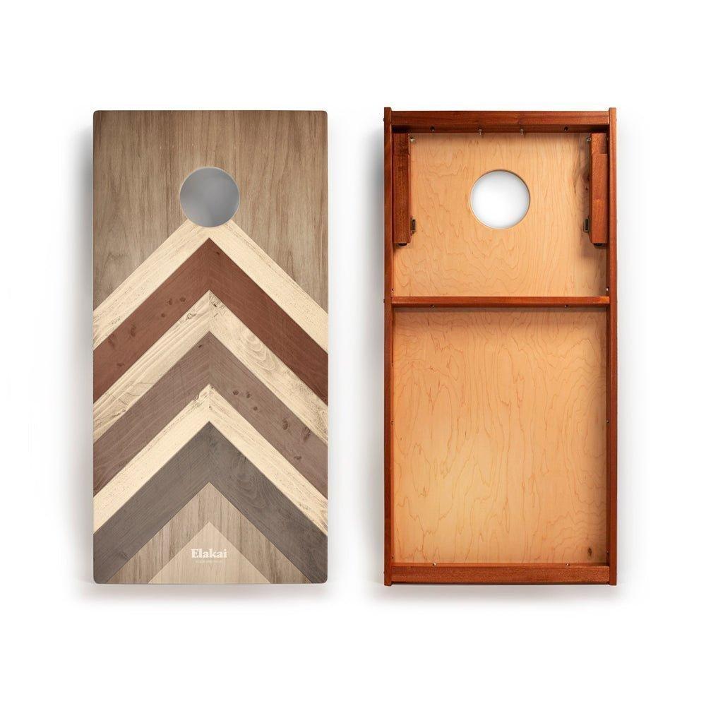 Classic Cornhole Set 2ft x 4ft | Modern Angle - Terra Chevron image number 1