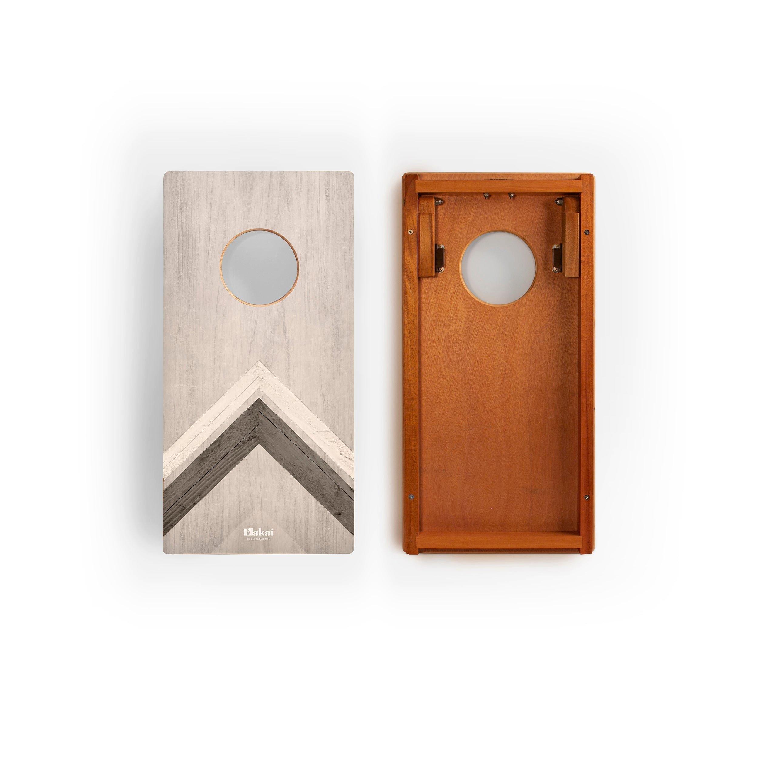 Travel Cornhole Set 1ft x 2ft | Modern Angle - Silver Chevron image number 1