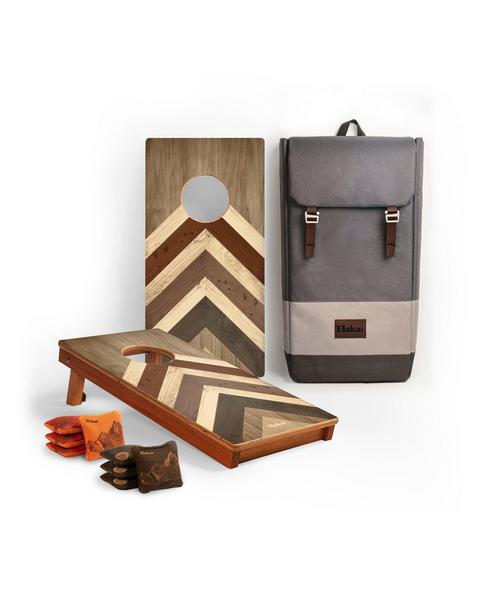 Travel Cornhole Set 1ft x 2ft | Modern Angle - Terra Chevron