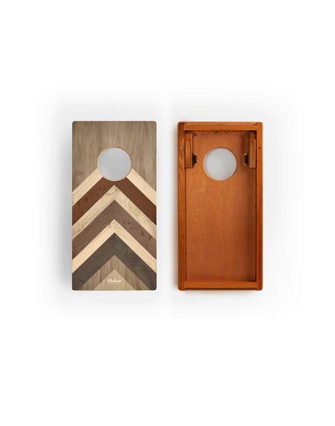 Travel Cornhole Set 1ft x 2ft | Modern Angle - Terra Chevron