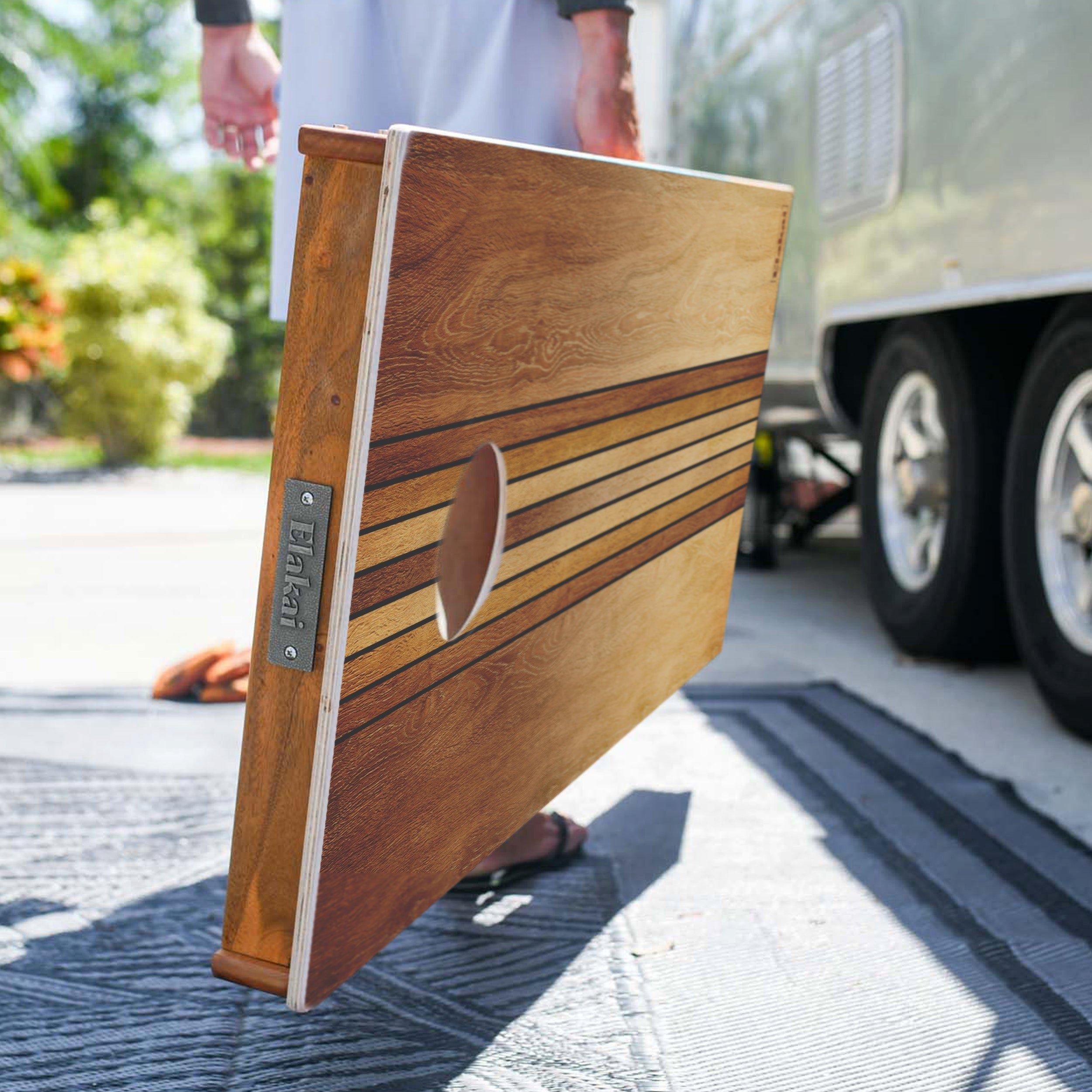 Classic Cornhole Set 2ft x 4ft | Natural Surf Beach - Retro Woody image number 3