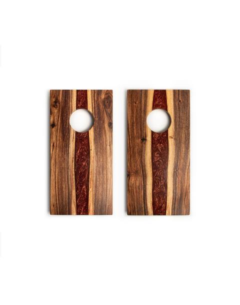Travel Cornhole Set 1ft x 2ft | Live Edge River - Bronze