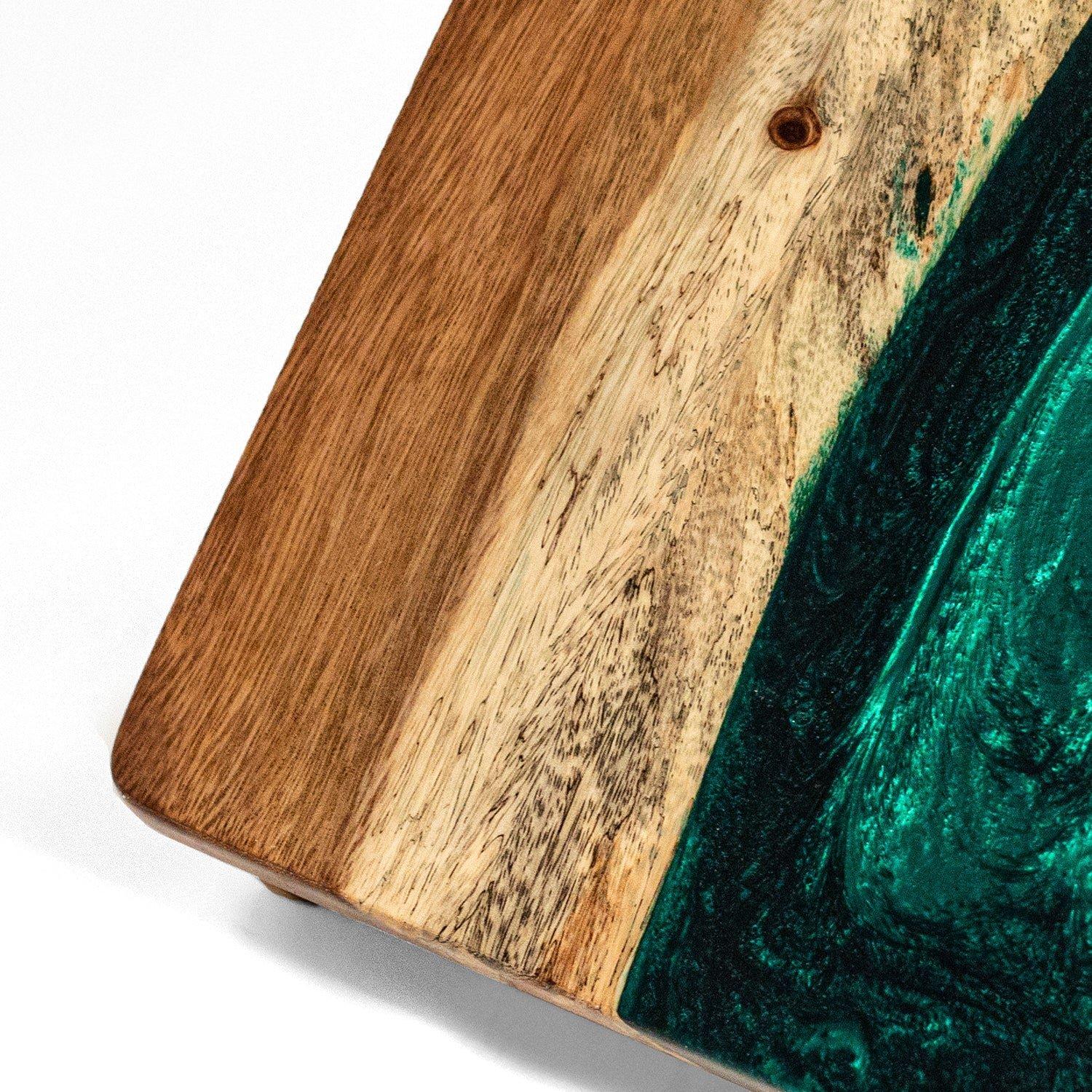 Resin & Wood Classic Cornhole Set | Live Edge River - Green Pearl image number 2