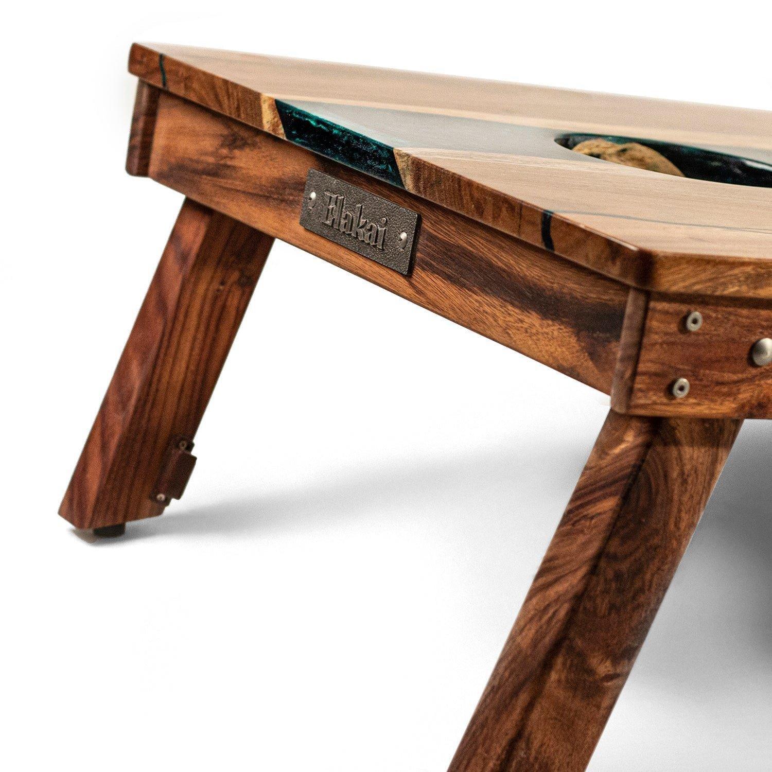 Resin & Wood Classic Cornhole Set | Live Edge River - Green Pearl image number 1