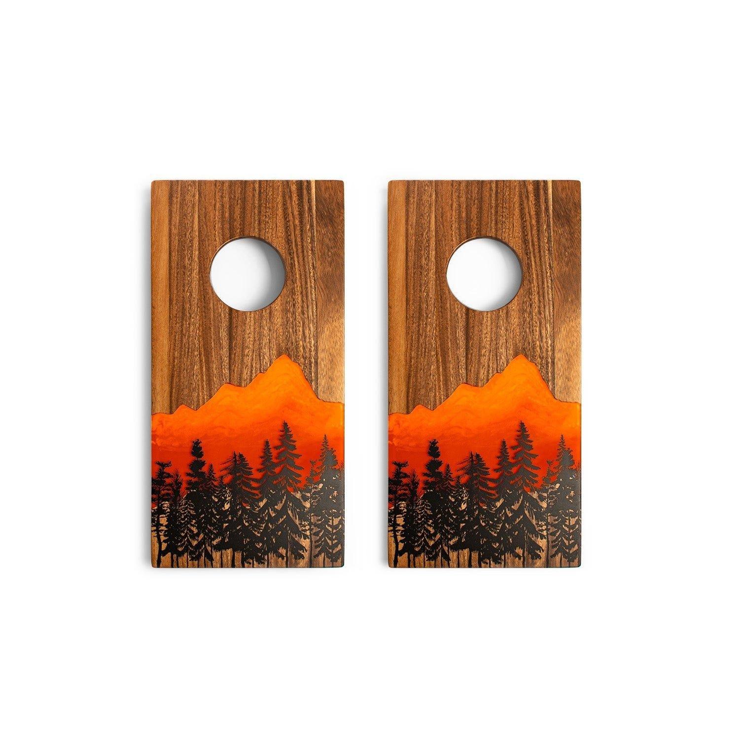 Travel Cornhole Set 1ft x 2ft | Mountain - Orange image number 1