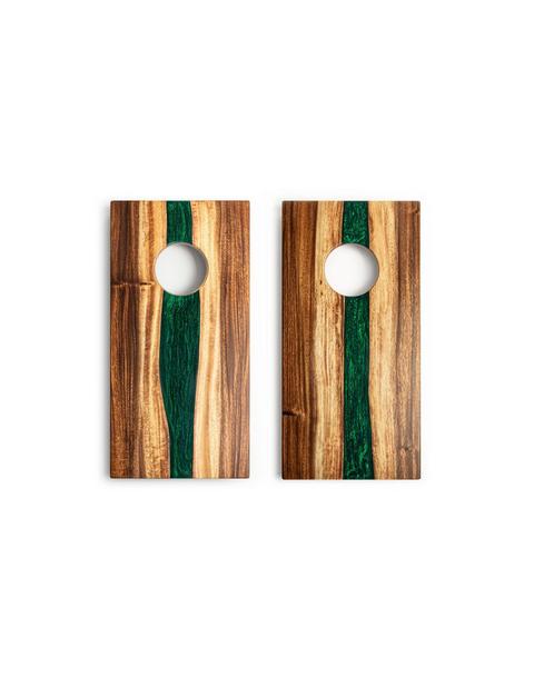 Travel Cornhole Set 1ft x 2ft | Live Edge River - Green