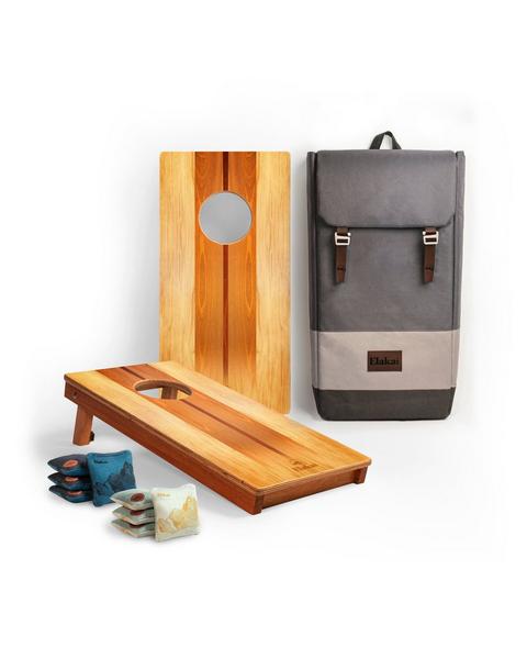 Travel Cornhole Set 1ft x 2ft | Natural Surf Beach - Woody