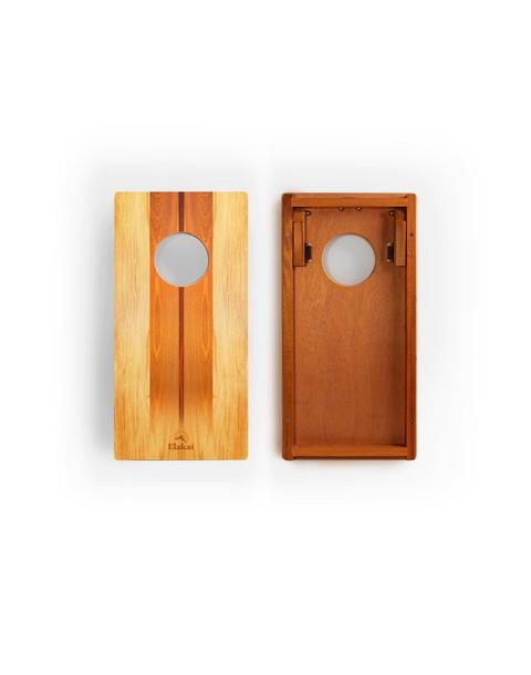 Travel Cornhole Set 1ft x 2ft | Natural Surf Beach - Woody