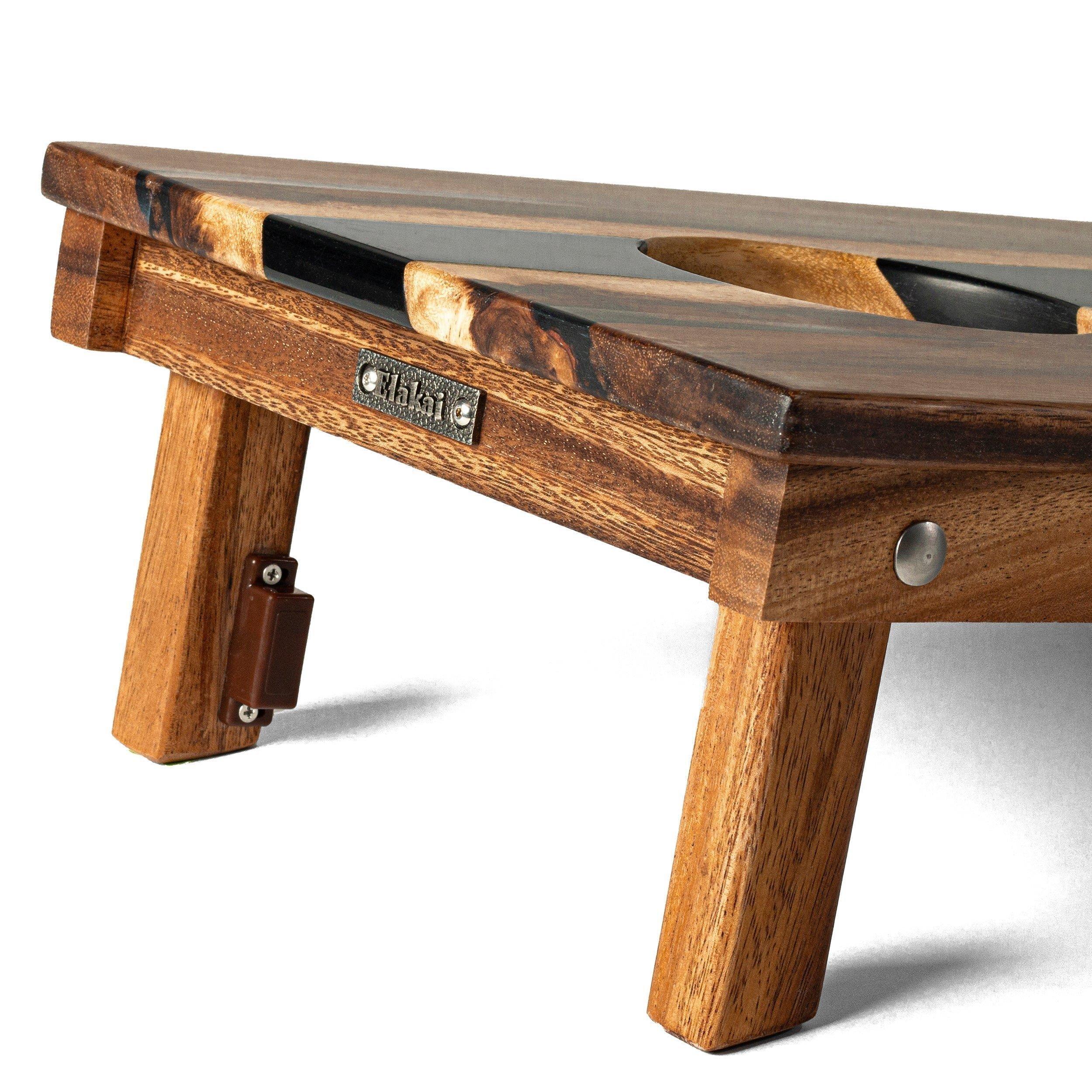 Travel Cornhole Set 1ft x 2ft | Live Edge River - Black image number 2