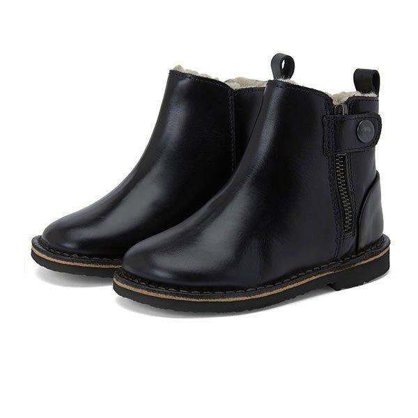 Winston Wool-Lined Ankle Boot in Black Leather