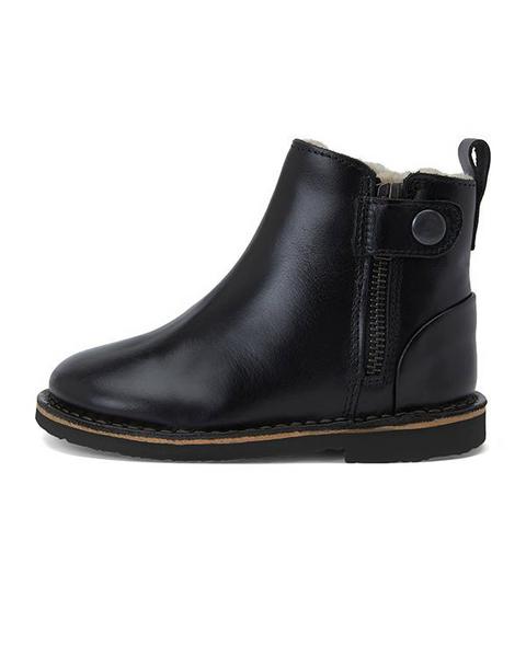 Winston Wool-Lined Ankle Boot in Black Leather