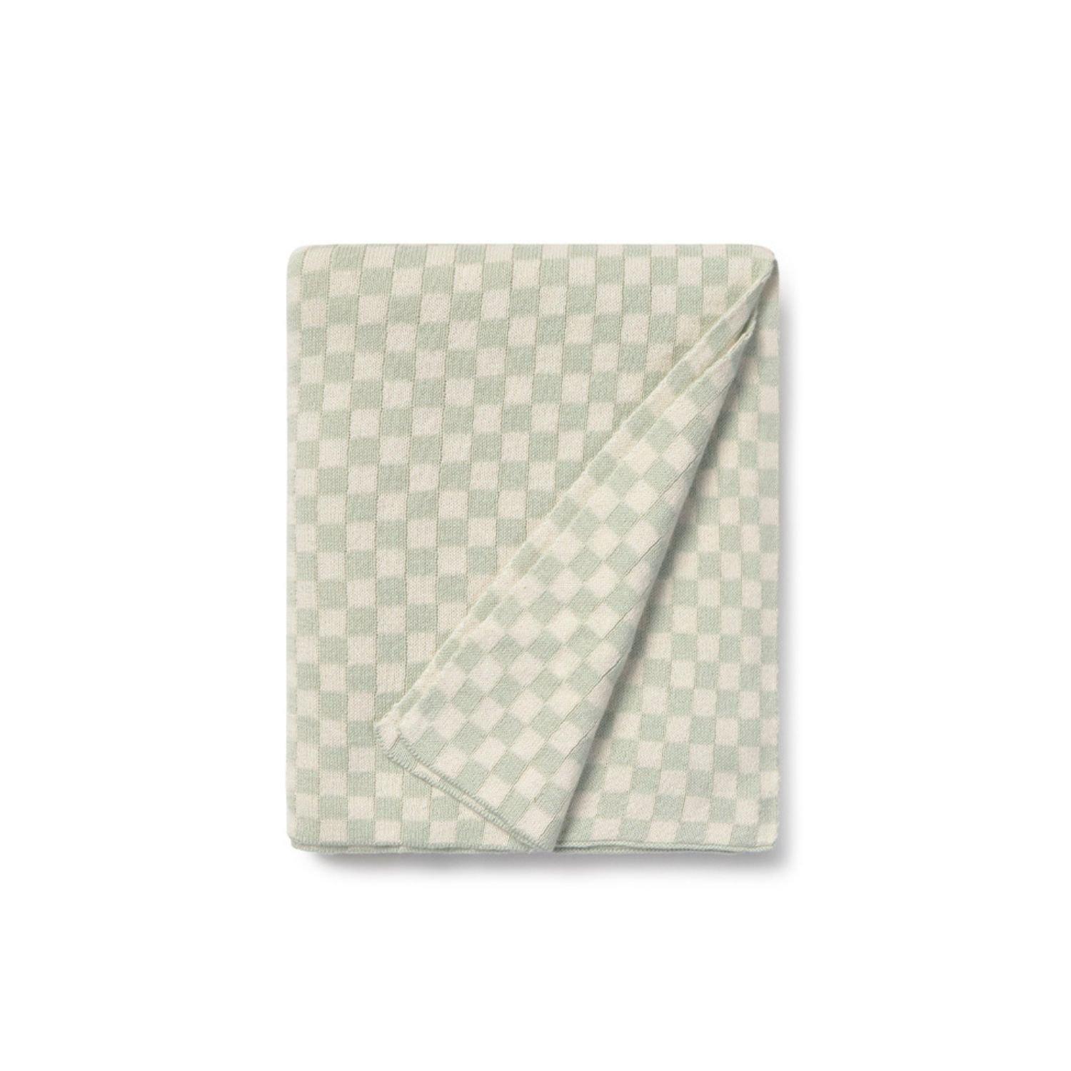 Knitted Blanket Tiles Blue Sage