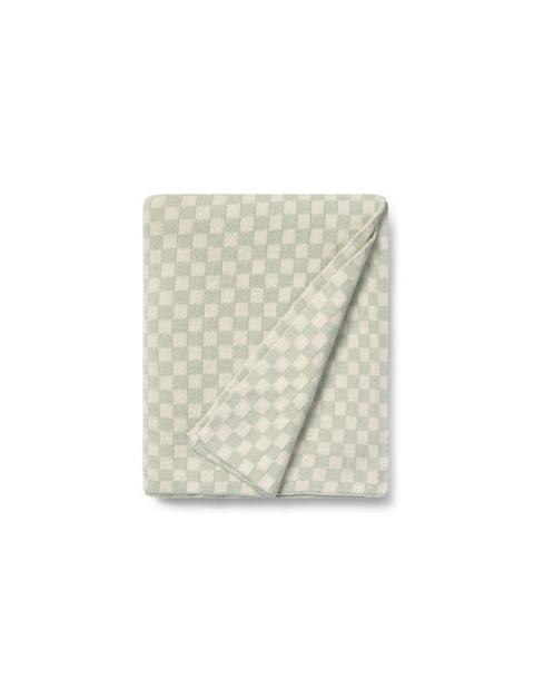 Knitted Blanket Tiles Blue Sage