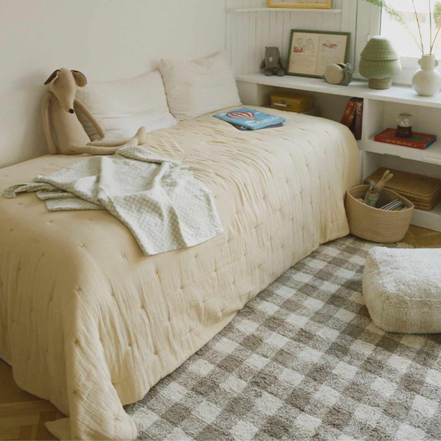 Knitted Blanket Tiles Blue Sage image number 1