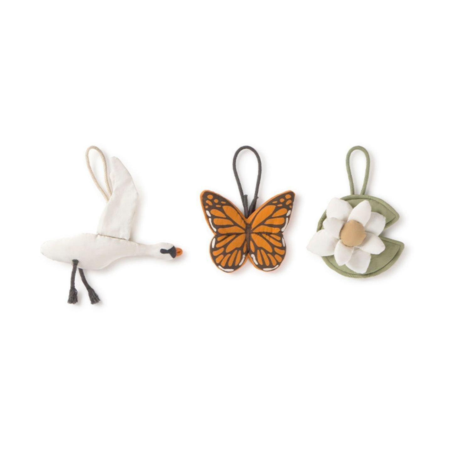 Set of 3 rattle toy hangers - Swan