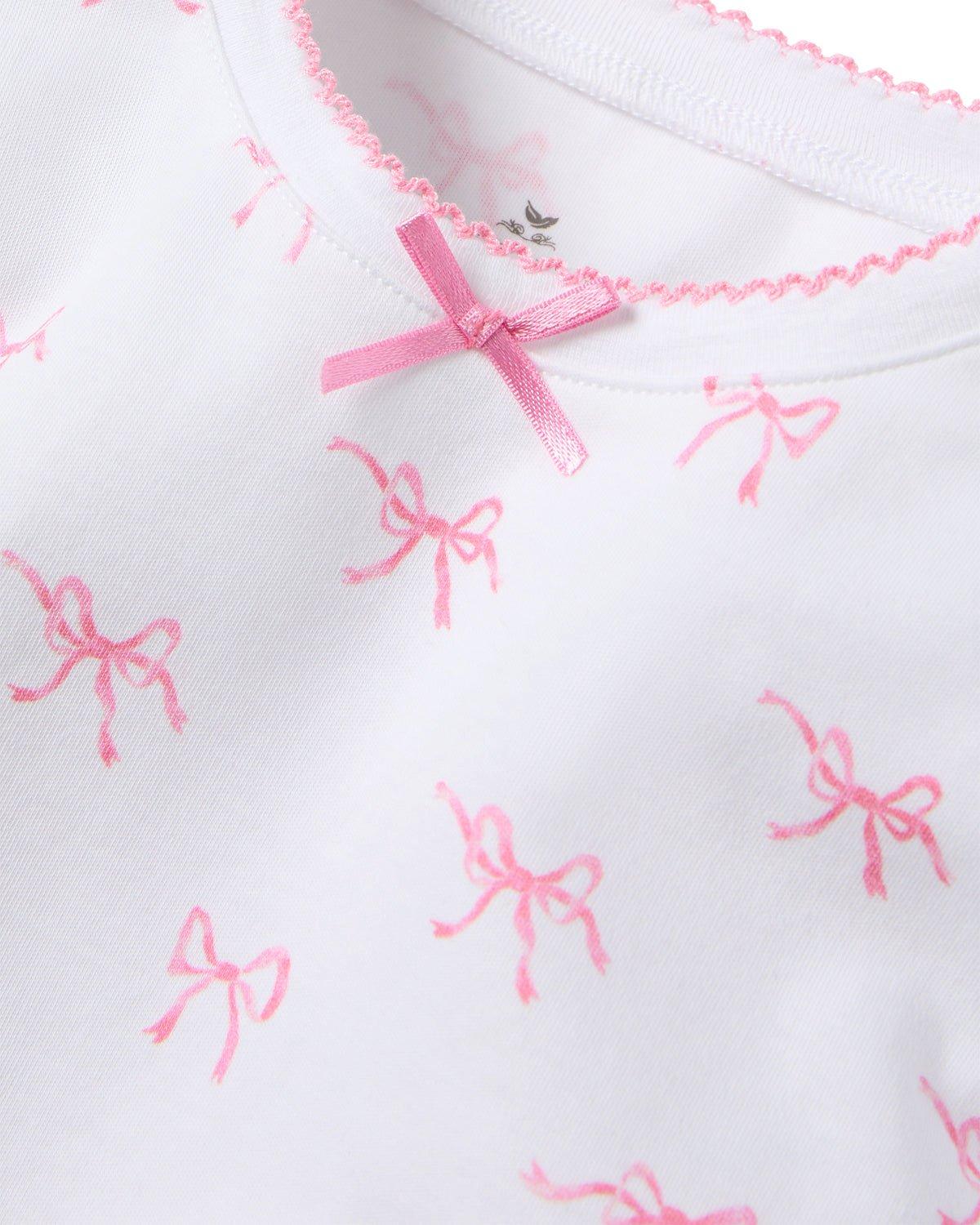 Kid's Pima Snug Fit Pajama Set in Blushing Bows image number 4