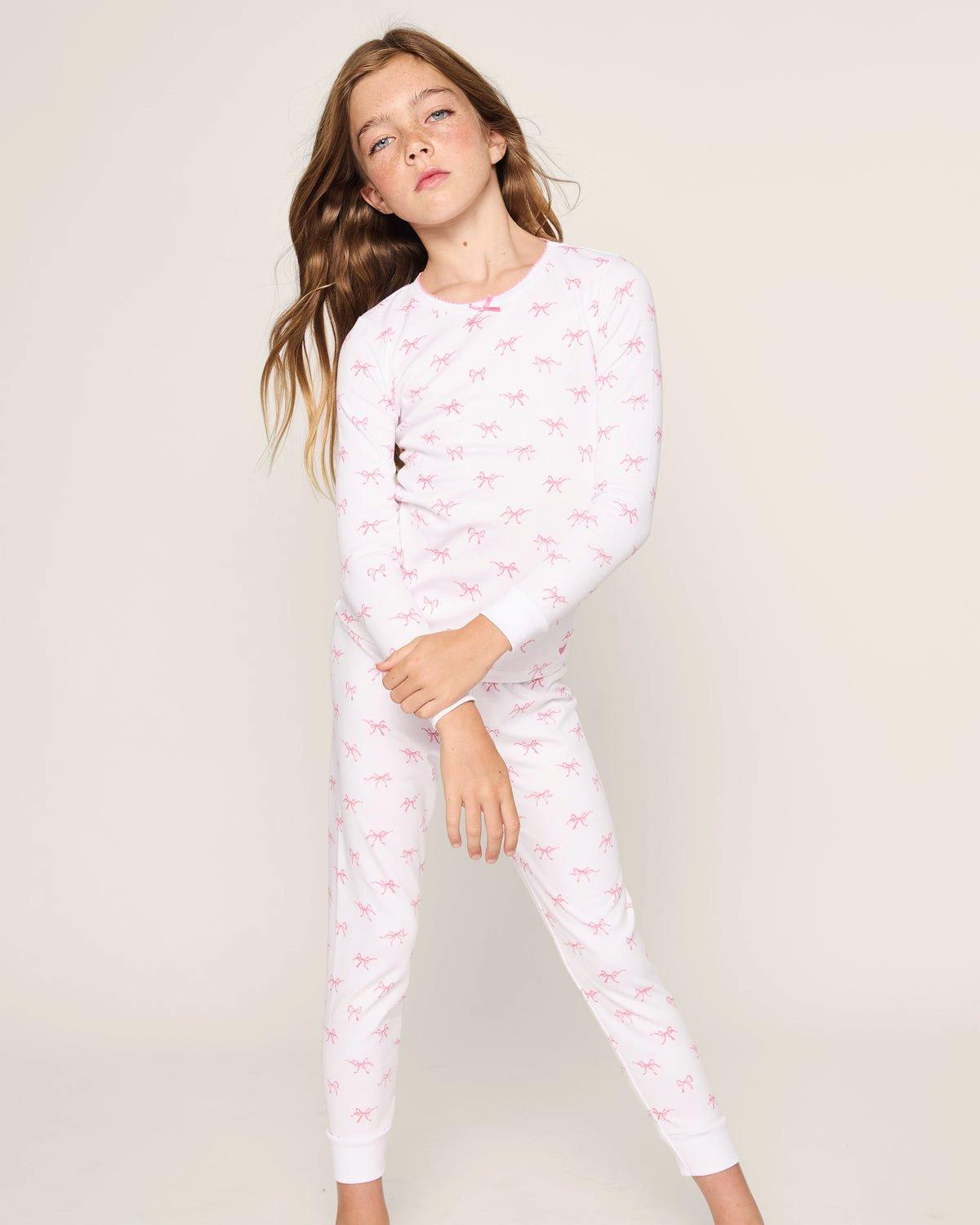 Kid's Pima Snug Fit Pajama Set in Blushing Bows image number 1