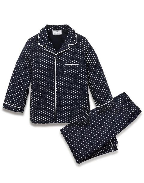 Kid's Twill Pajama Set in Midnight Hearts