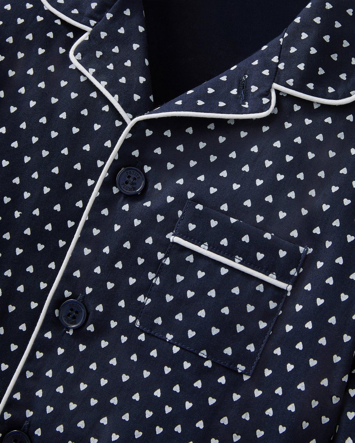 Kid's Twill Pajama Set in Midnight Hearts image number 4