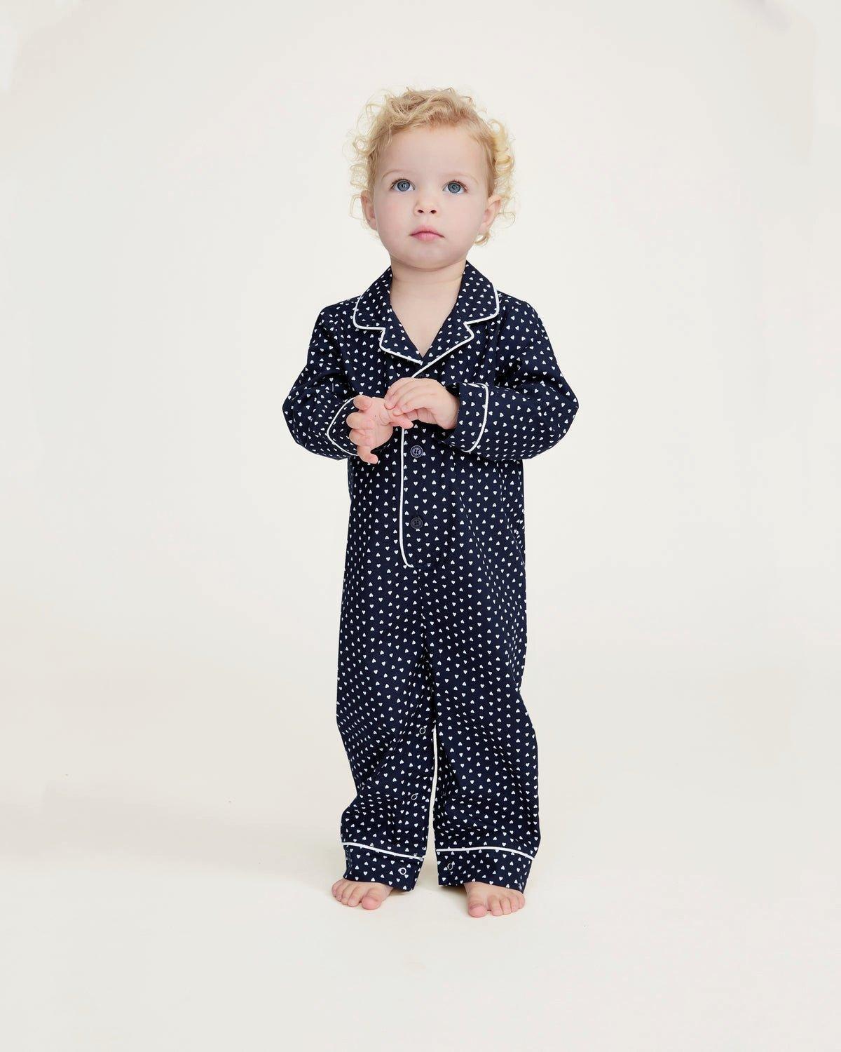 Baby's Twill Classic Romper in Midnight Hearts image number 2