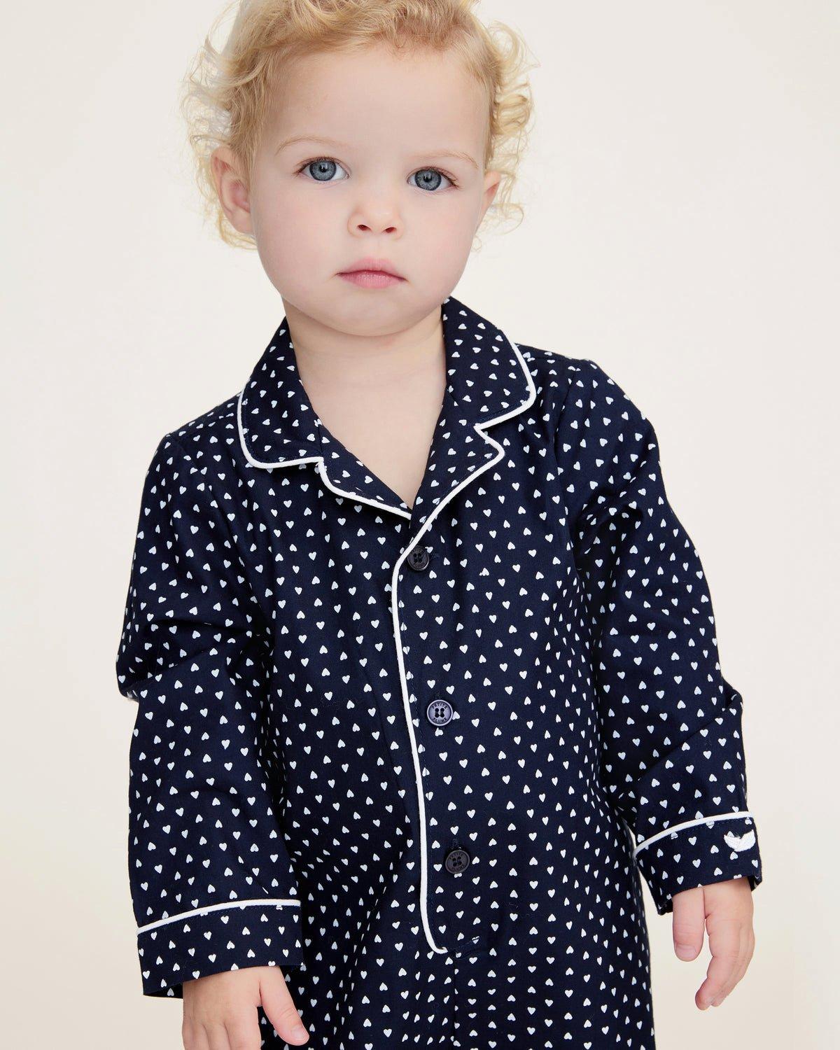 Baby's Twill Classic Romper in Midnight Hearts image number 1