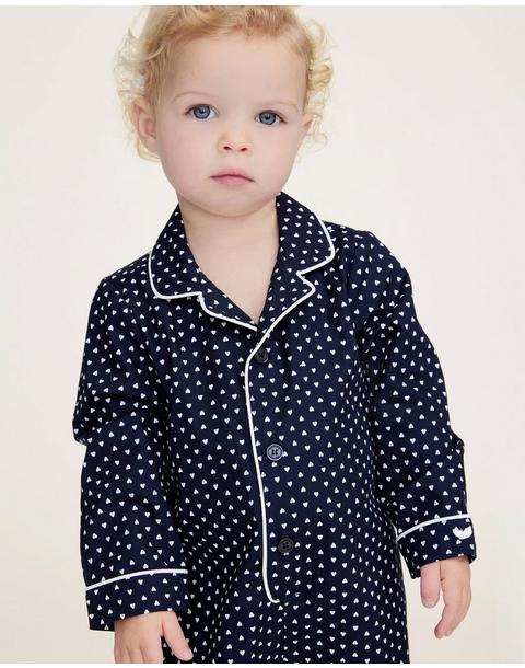 Baby's Twill Classic Romper in Midnight Hearts