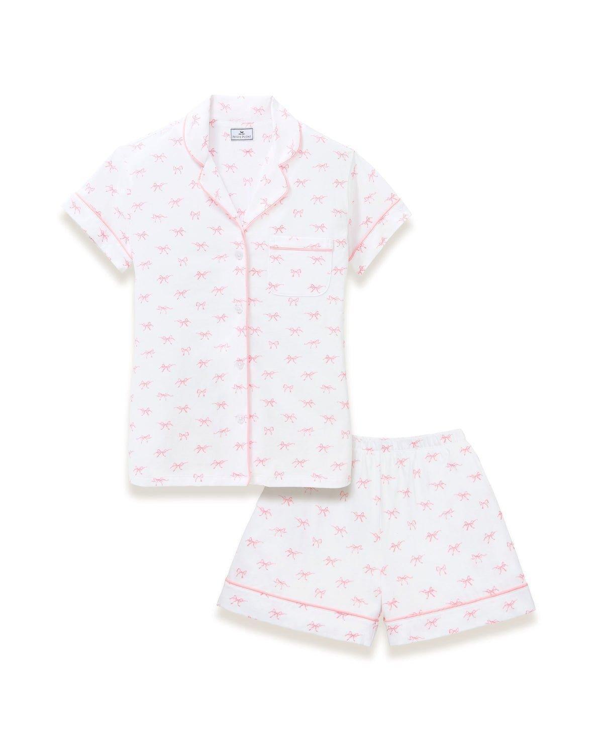 Women's Pima Short Sleeve Short Set in Blushing Bows