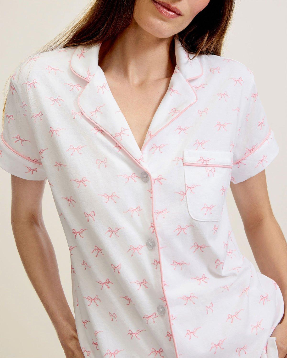 Women's Pima Short Sleeve Short Set in Blushing Bows image number 2