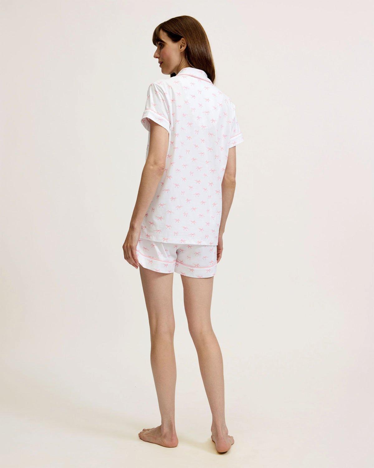 Women's Pima Short Sleeve Short Set in Blushing Bows image number 3
