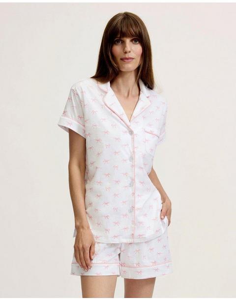 Women's Pima Short Sleeve Short Set in Blushing Bows