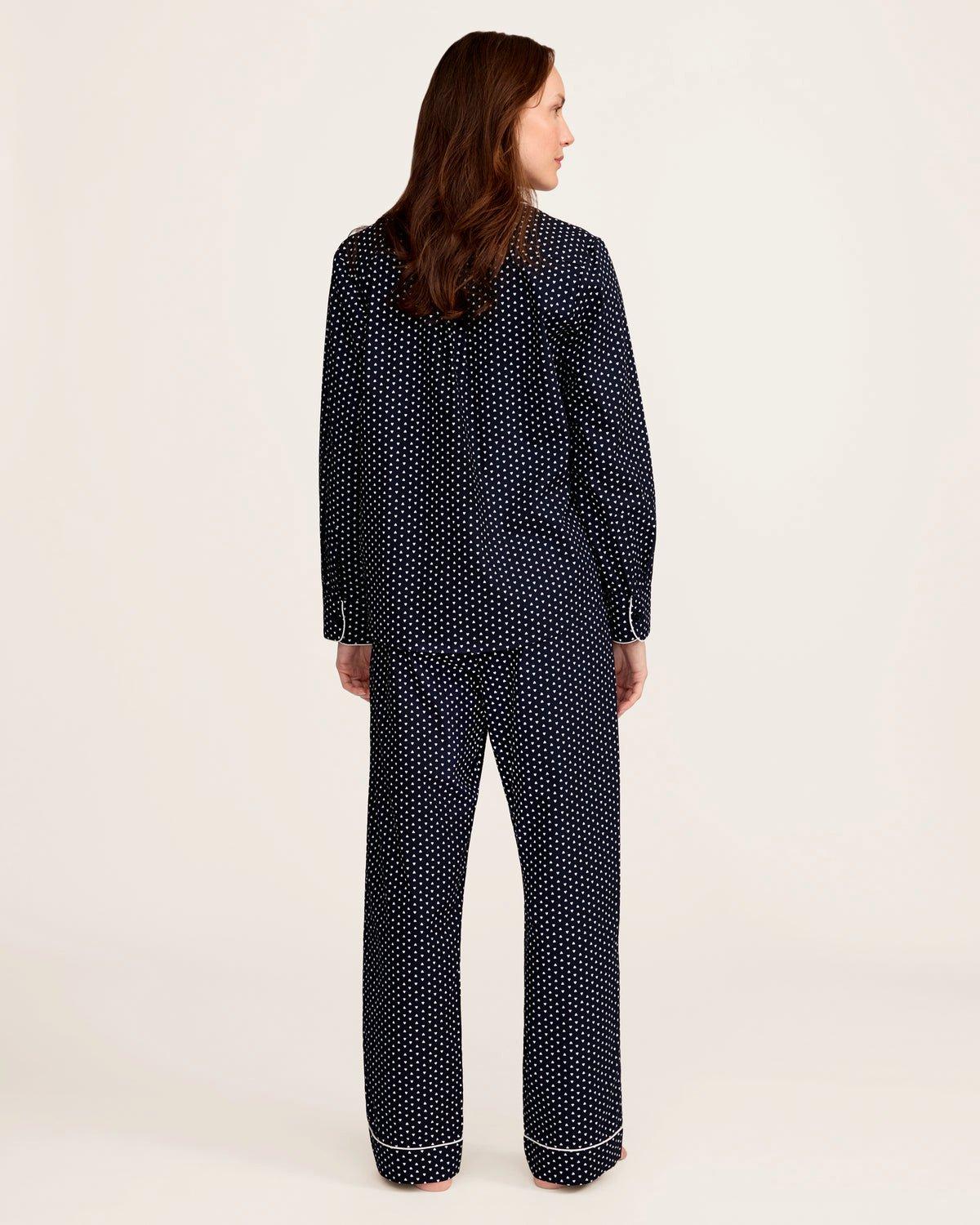 Women's Twill Pajama Set in Midnight Hearts image number 3