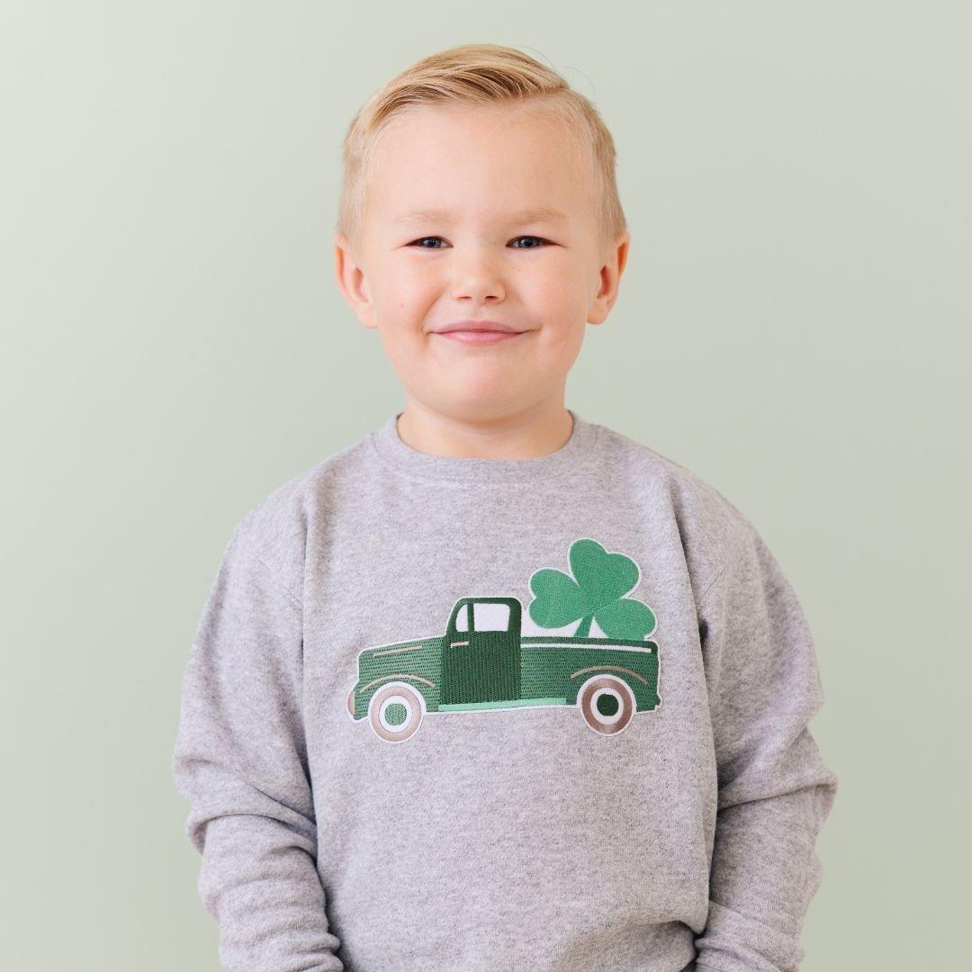 Shamrock Truck Patch St. Patrick's Day Sweatshirt image number 1