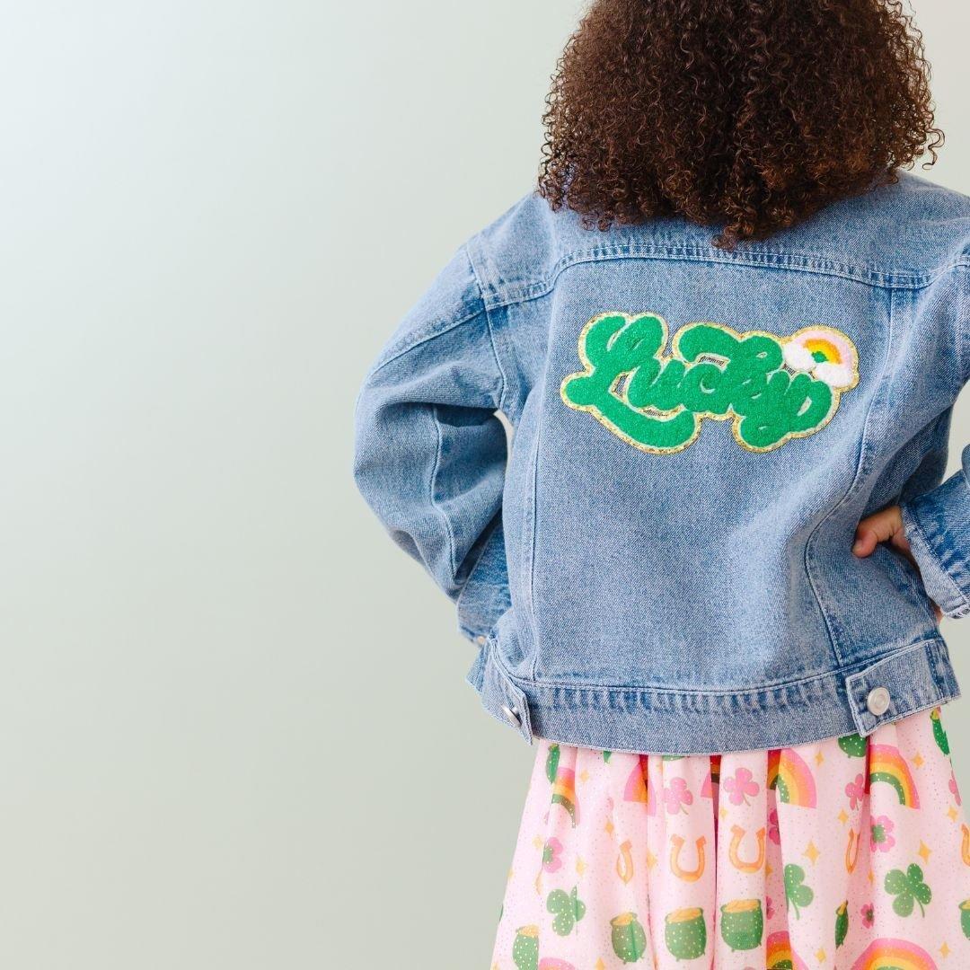 Lucky Rainbow Patch St. Patrick's Day Denim Jacket image number 2