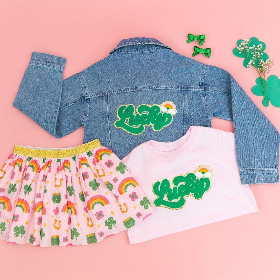 Lucky Rainbow Patch St. Patrick's Day Denim Jacket image number 3